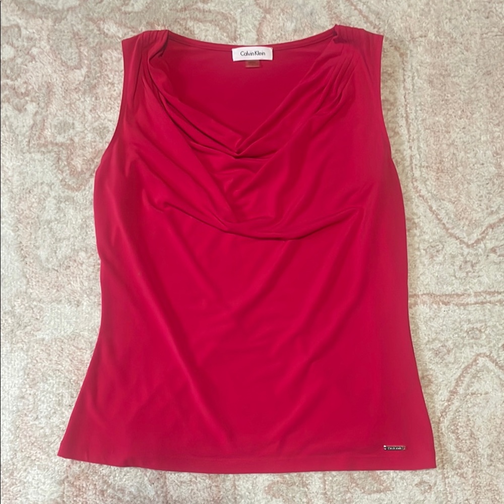 Calvin Klein Red Ruched Tank Top